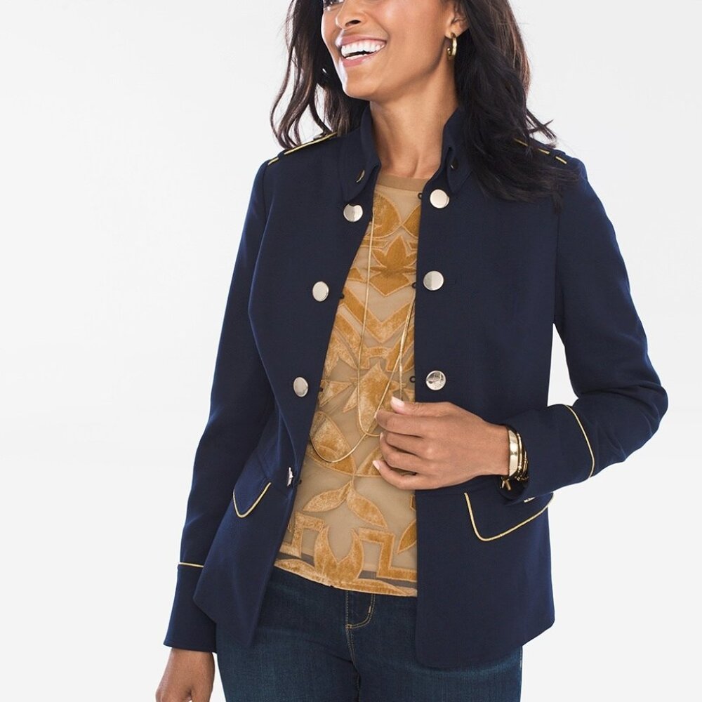 Chico's Military Button Jacket